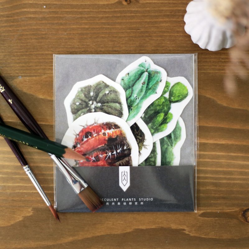 Hand-painted multi-meat is an illustrator stickers - cactus coca meat - สติกเกอร์ - กระดาษ สีเขียว