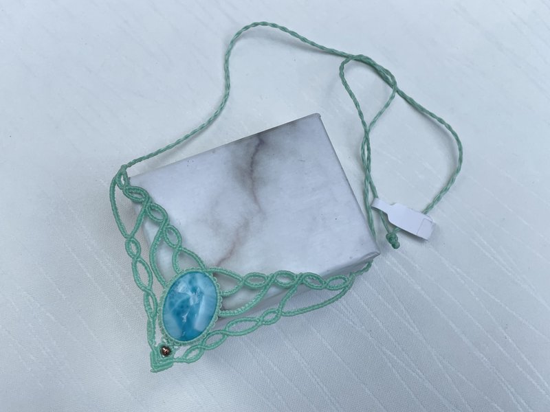 *220261 Macrame 海紋石 編織 頸鍊 - 項鍊 - 半寶石 藍色