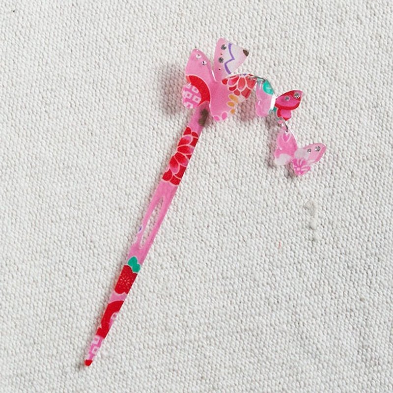 อะคริลิค เครื่องประดับผม สึชมพู - Yanghua, butterfly hairpin, hairpin, hair accessories-pink