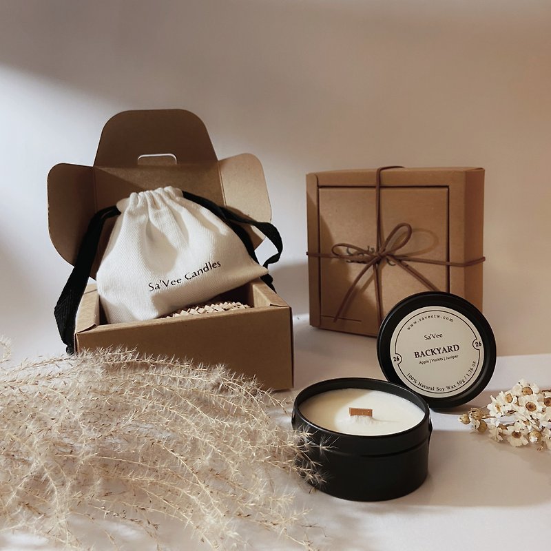 Travel Candle - Floral Scent Gift Box with Small Card/ Back Garden Single Gift Box - เทียน/เชิงเทียน - โลหะ สีดำ