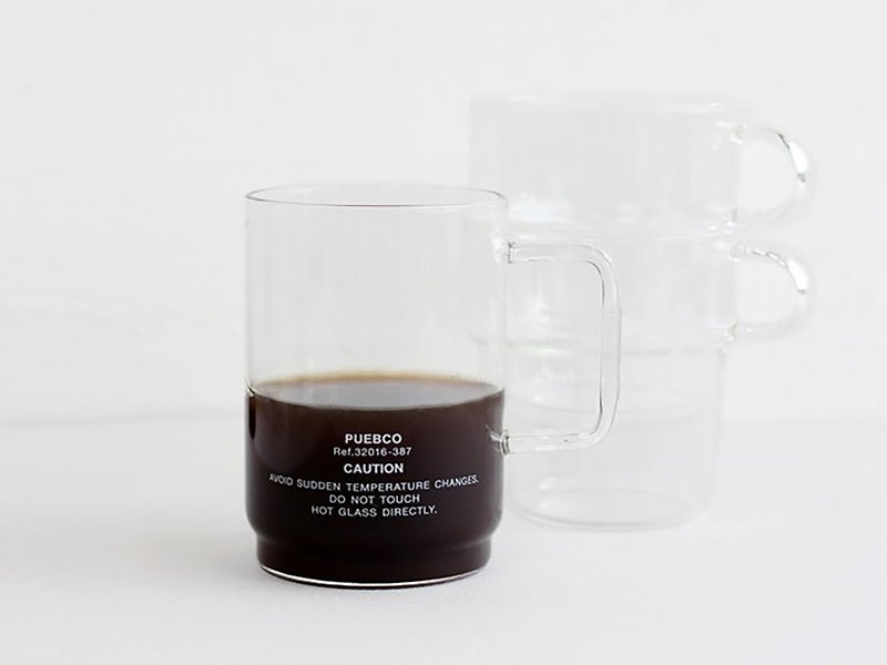 BOROSILICATE GLASS MUG Shallow Stacking Glass Mug 340ml - Mugs - Glass Transparent