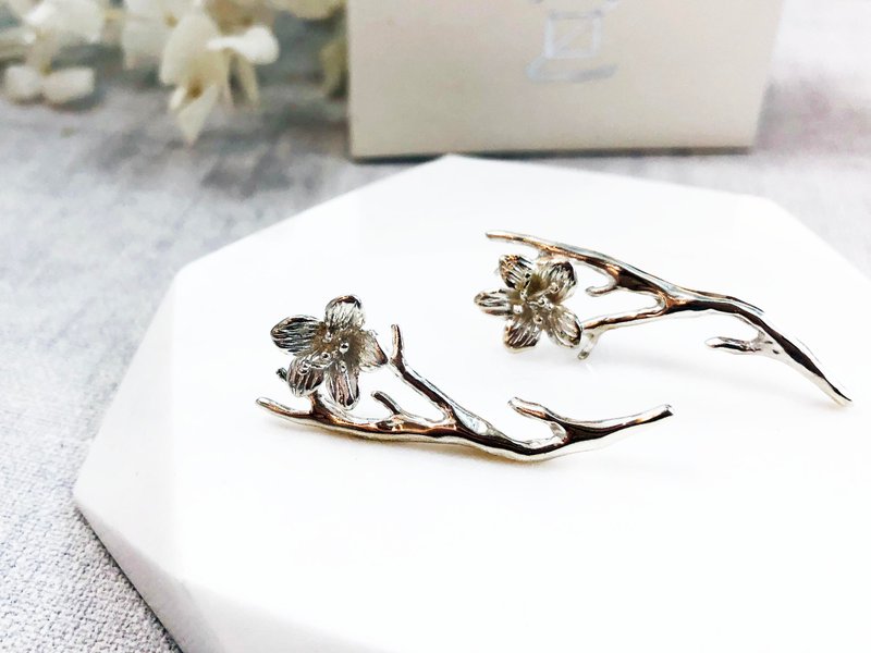 Tung Blossom Branch Earrings - Earrings & Clip-ons - Silver Silver