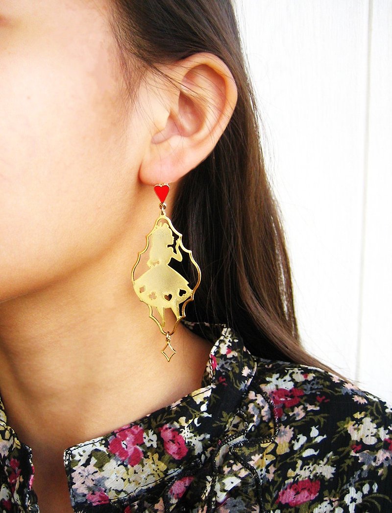 Alice Hollow Series--Alice and Mr. Rabbit Brass Earrings