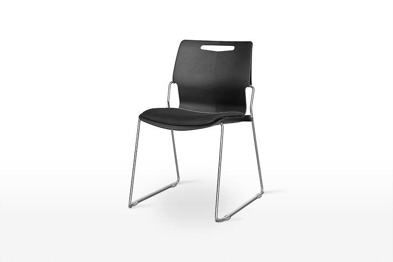 Cache Stacking Chair with Cushion | Black - Chairs & Sofas - Other Metals 