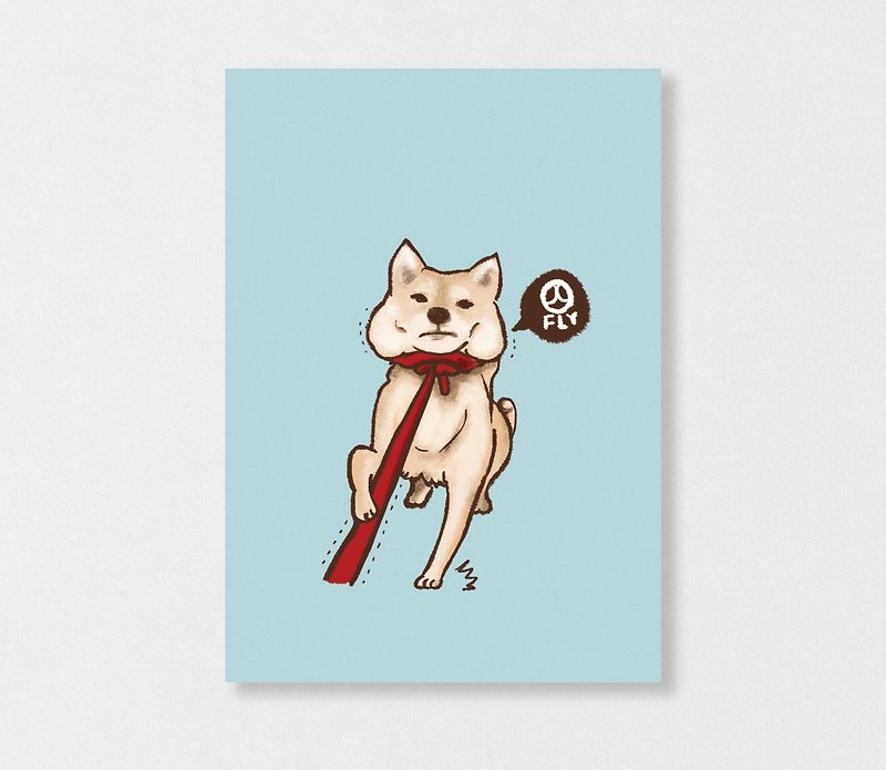 プラネット/柴犬/ウール子供/イラストポストカード/ハンズバザールを飛ぶ - 「柴犬私は行きません」 - カード・はがき - 紙 
