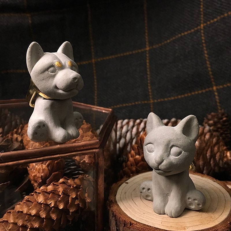 Pet life - cement animal ring - pointed ear cat models Shiba Inu - แหวนทั่วไป - ปูน สีเทา