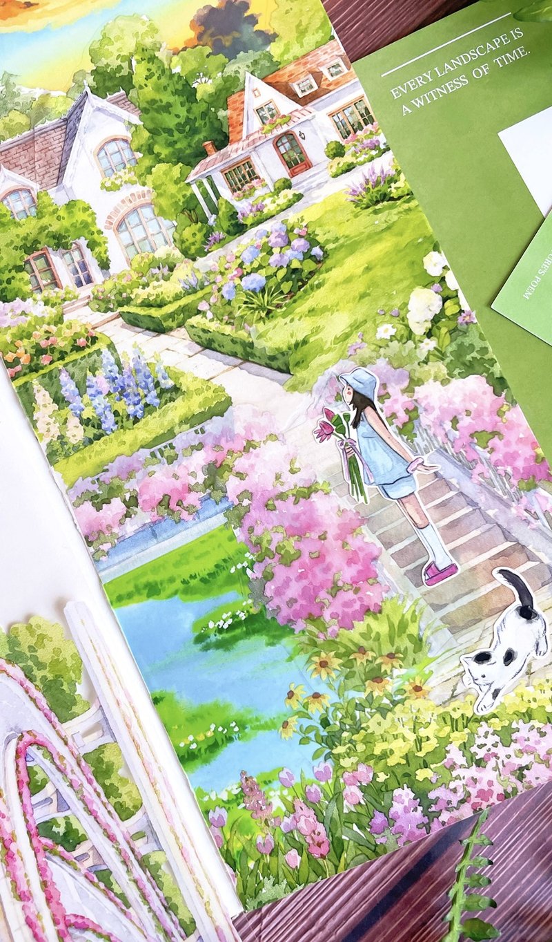 花間懸廊 立体的な構造感 歩道の風景 水彩風景 PET 和紙マスキングテープ - マスキングテープ・PET テープ - その他の素材 多色