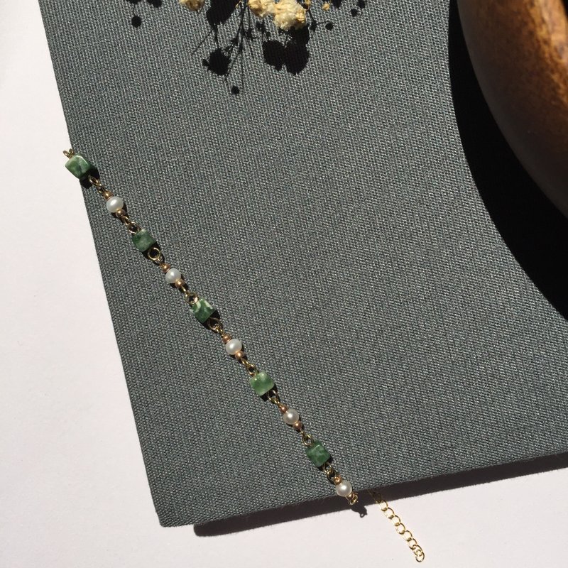 14K Gold-coated Freshwater Pearl Natural Stone Bracelet Bracelet Bracelet 14KGF - Bracelets - Pearl Green