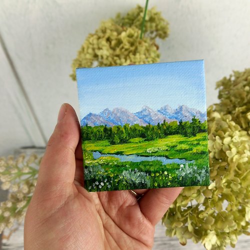 MiliArt Landscape Painting Original Mini Canvas Kitchen Decor Fridge magnet