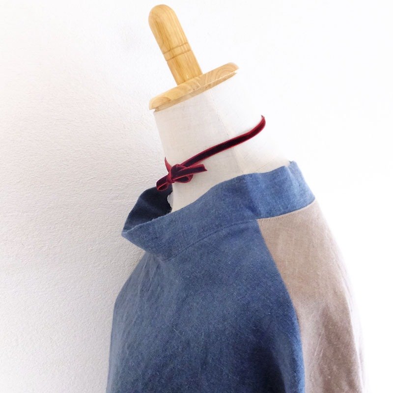 冬リネンのプルオーバー - 女上衣/長袖上衣 - 棉．麻 藍色