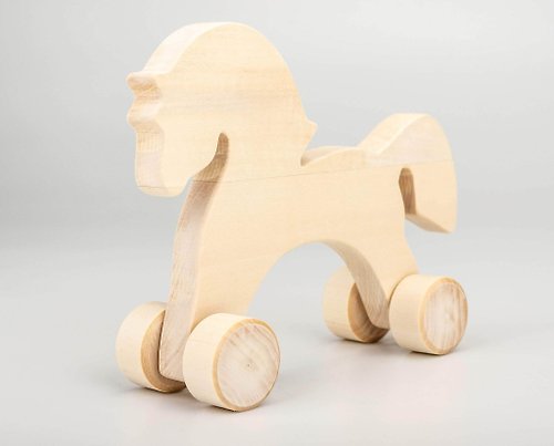 FirebirdWorkshop Wooden animal toys on wheels, Unfinished wood toys, Push and pull toy