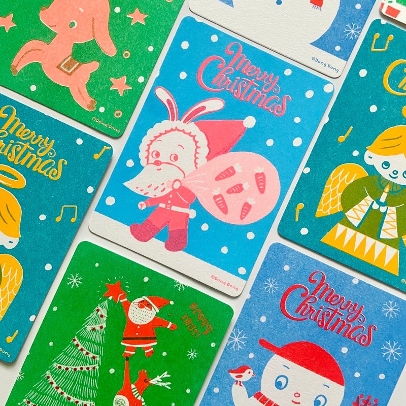 Retro perforated postcard/Christmas postcard/Santa Claus/Christmas gift/elk - Cards & Postcards - Paper Multicolor