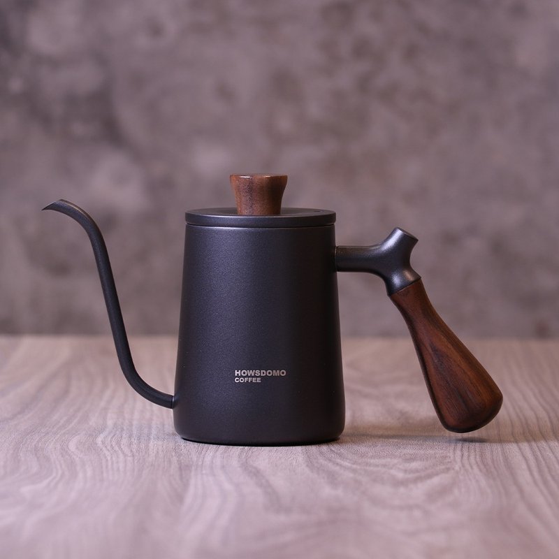 [Customized laser engraving] Walnut hand-brewed coffee pot 350ml-(black) [Good things come in handy] - เครื่องทำกาแฟ - สแตนเลส สีดำ