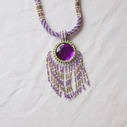 OMAH 都蘭旁邊那個村 現貨優惠 原住民媽媽純手工編織串珠 紫色寶石長項鍊