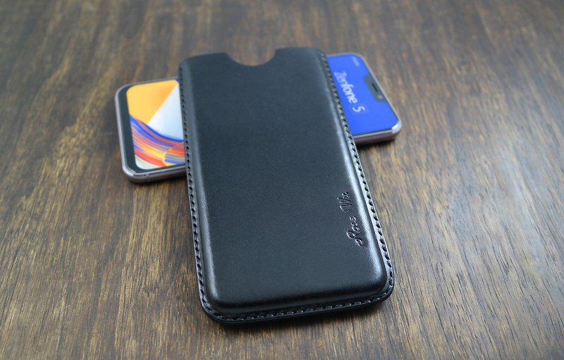 APEE Leather Handmade ~ Plastic Phone Case ~ Plain Black ~ (Zenfone 5 / 5Z) - Phone Cases - Genuine Leather Black