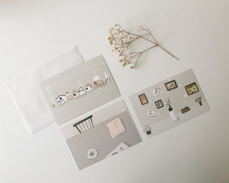 days indoors a6 postcard set of 3 - 卡片/明信片 - 紙 