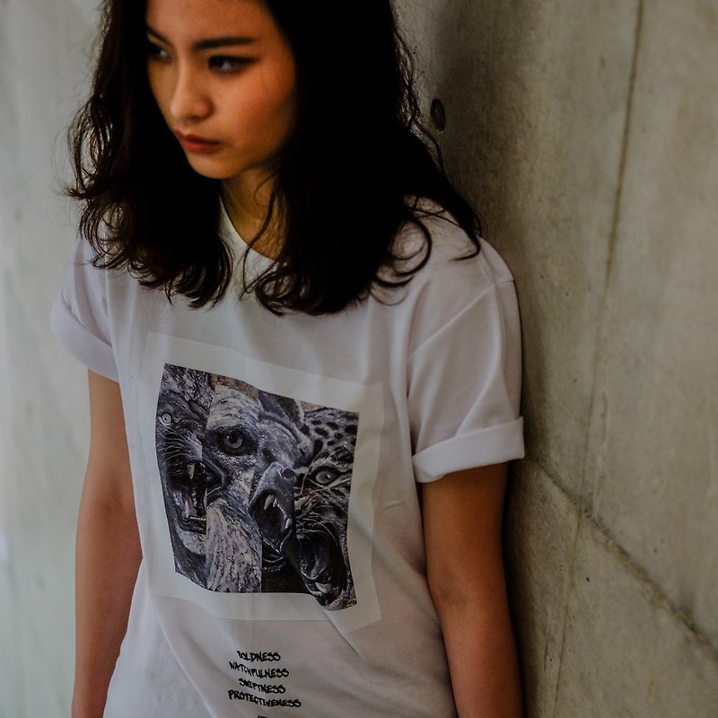PM x Yezzo-four animals-Tee - Women's T-Shirts - Cotton & Hemp White