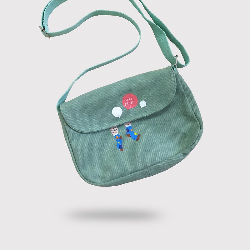 stay fresh / mini canvas bag - กระเป๋าแมสเซนเจอร์ - ผ้าฝ้าย/ผ้าลินิน สีเขียว