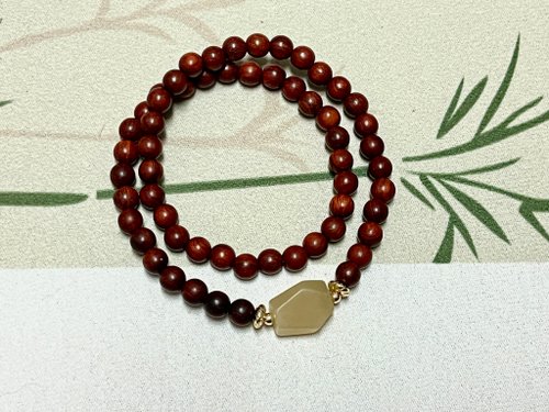 Angel's tears 天使之淚 Jewelry Design 6mm天然原生非洲小葉紫檀木 和田糖玉設計多圈手串項鍊s