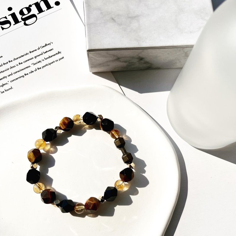 The Power of the Tiger*Lucky, Purifying, and Evil Crystals*Stone, Citrine, Obsidian - Bracelets - Jade Brown