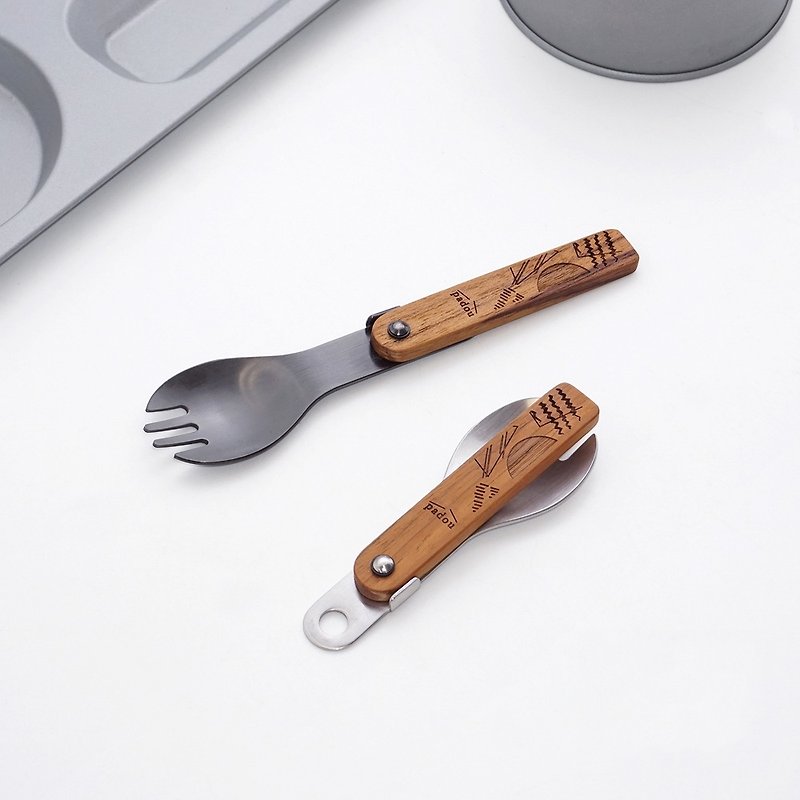 padou Outdoor Spork Case Set Spoon Fork Cutlery Stainless Gift Picnic Japan - ช้อนส้อม - สแตนเลส สีเงิน