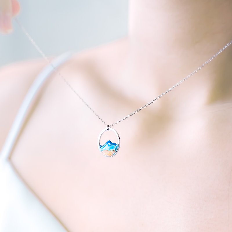 Gold Coast Series | Gold Coast Necklace 925 sterling silver can be worn in the shower - Necklaces - Resin Blue