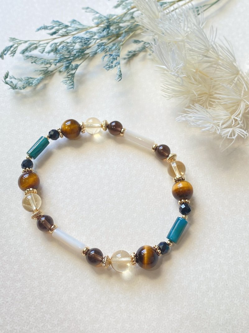 Citrine Citrine Yellow Tiger Eye Fritillary Round Tube|| Lucky Crystal Bracelet for Confidence and Perseverance - Bracelets - Crystal Yellow