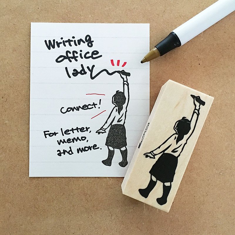 Rubber stamp Writing office lady - Stamps & Stamp Pads - Rubber Khaki