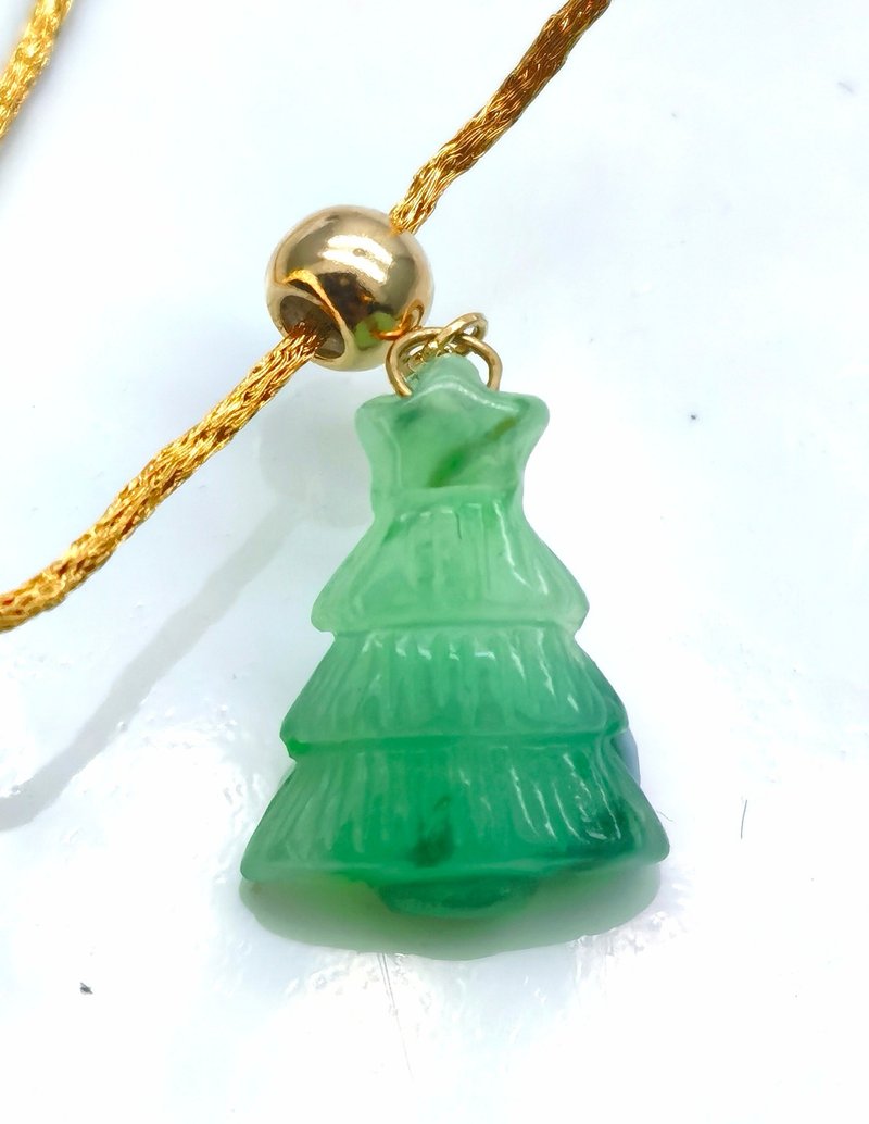 期間限定 - 聖誕樹翡翠吊飾連18K黃金手鏈 - 手鍊/手環 - 寶石 