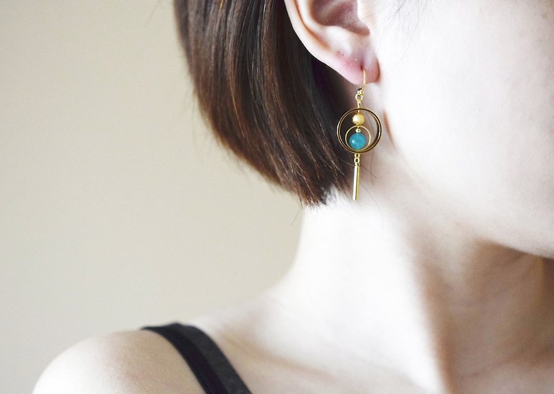 18k GP Little Planet Amazonite Earrings / Clips-on Earrings - Earrings & Clip-ons - Crystal Blue