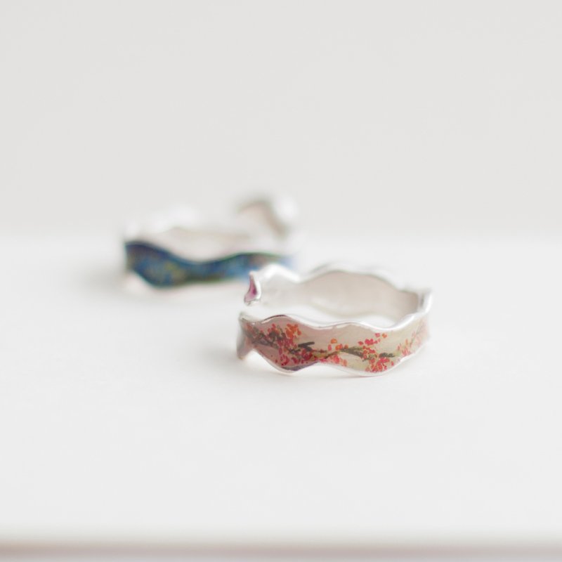 Art flower ring 990 silver / imitation enamel - แหวนทั่วไป - โลหะ 