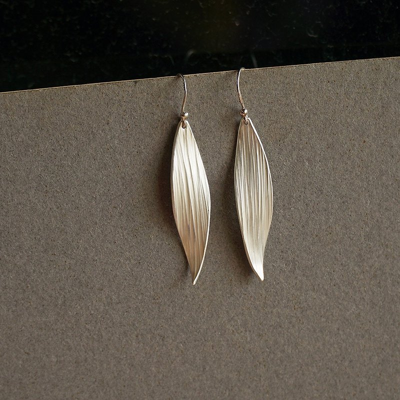 Wide Leaf Touch Forged Sterling Silver Earrings - Earrings & Clip-ons - Silver Silver