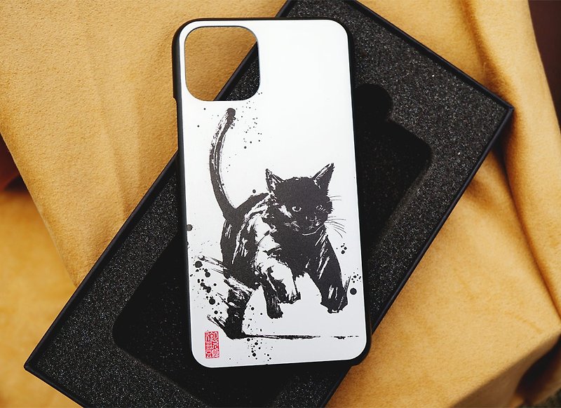 [Ink Painting Limited Mobile Phone Case Series / IPhone 11 Pro Only] Black Cat - Phone Cases - Other Metals White
