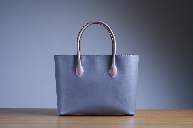 leather two-tone tote bag - Handbags & Totes - Genuine Leather 