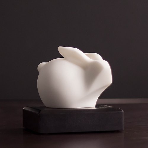 CHU, AN Design 筌美術Gallery Chuan _成長系列-添運兔 兔造型石雕-白