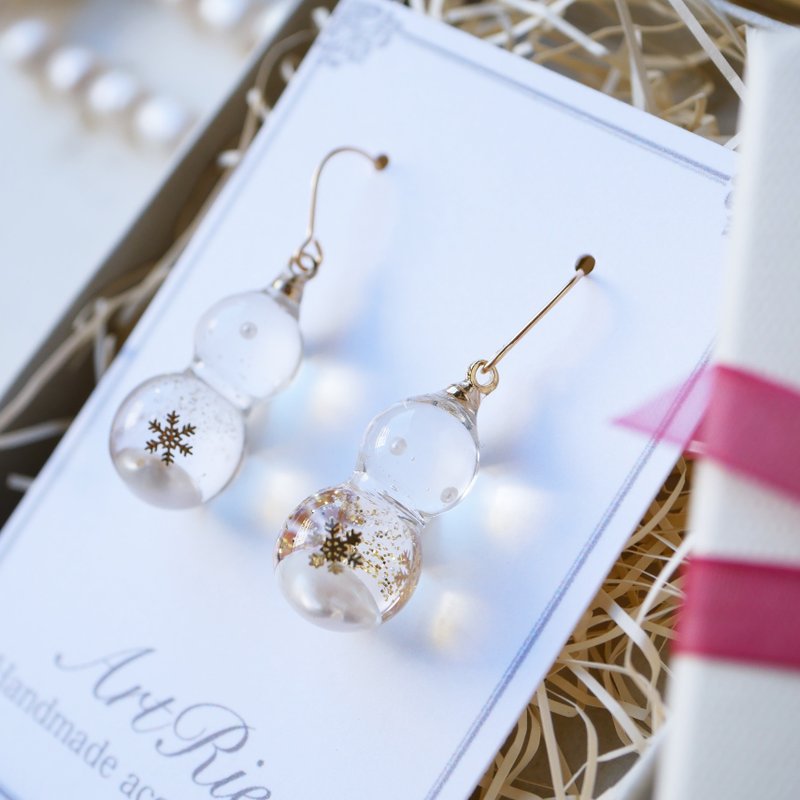 snowman and freshwater pearl jewelry earrings\ Clip-On - Earrings & Clip-ons - Pearl Transparent