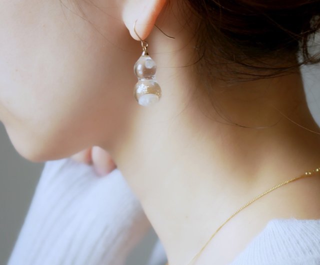 雪だるまと淡水パールjewelryピアス\イヤリング - ショップ ArtRier