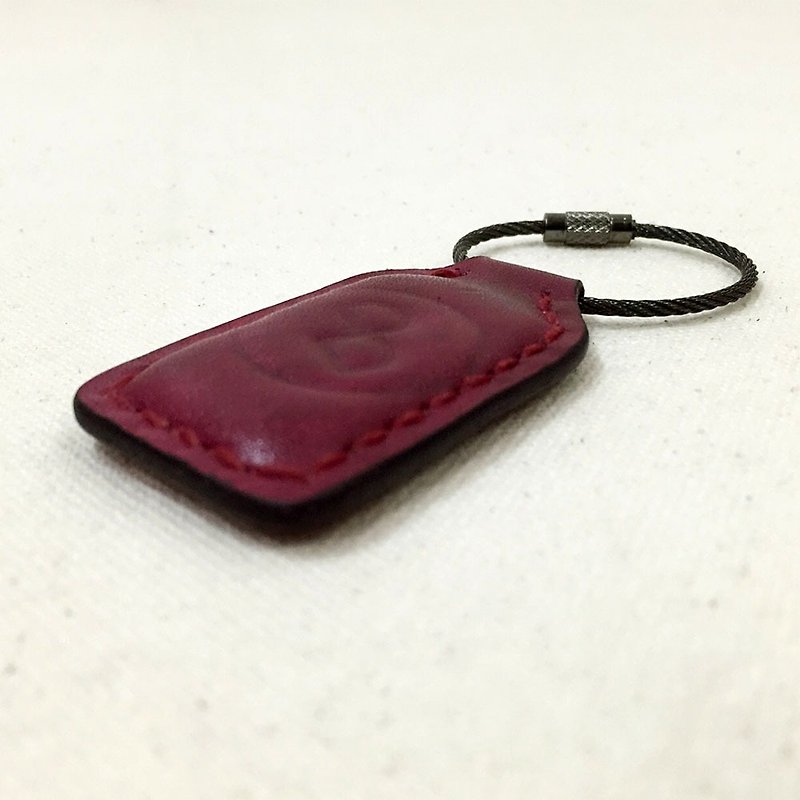 DUAL - 手縫頭層牛皮鋼圈鑰匙圈-紫紅(畢業季、送禮) - 鑰匙圈/鑰匙包 - 真皮 紫色