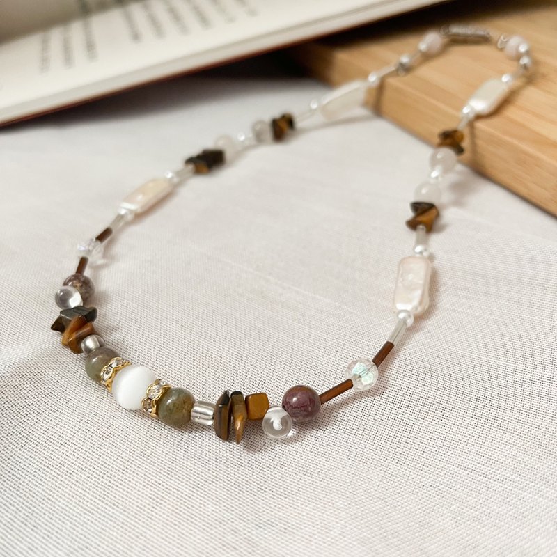 Pray Tiger Eye Small Stone Necklace - Necklaces - Crystal 