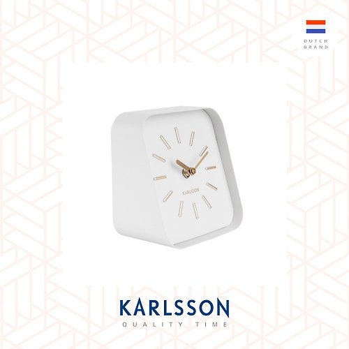 Ur Lifestyle 荷蘭Karlsson, Table clock Squared white steel white