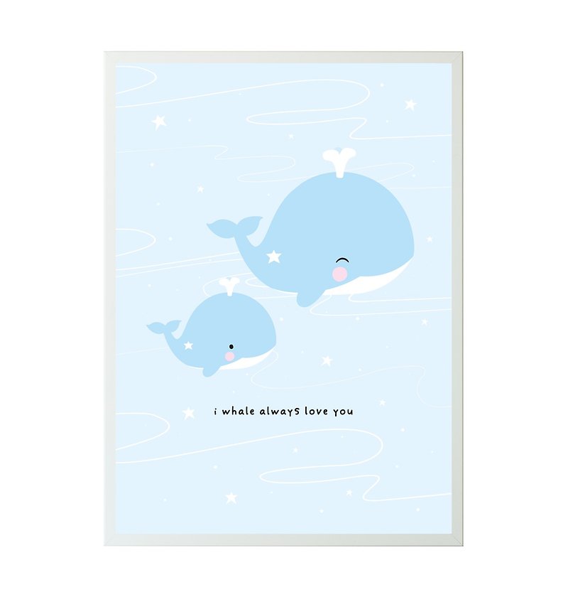 【絕版特賣】荷蘭 a Little Lovely Company – 粉藍鯨魚海報 - 掛牆畫/海報 - 紙 