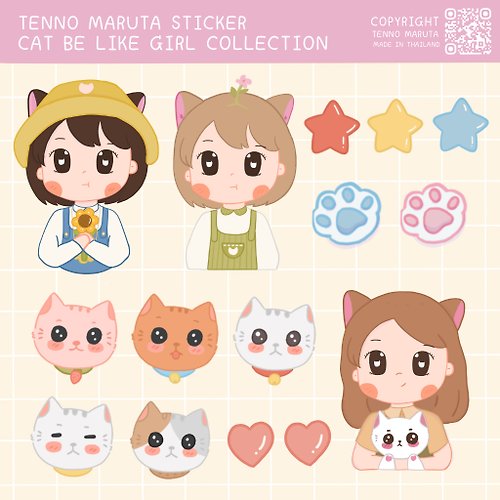 tennomaruta Square Sticker Cat be like girl Collection