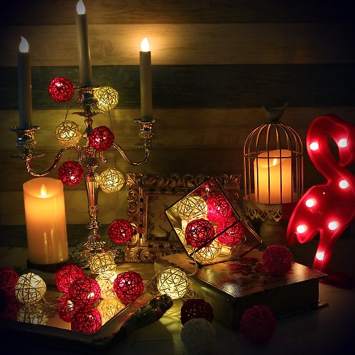 iINDOORS英倫家居 創意燈飾 籐球燈串 電池款 桃花源記 長度2M LED氣氛燈 聖誕節