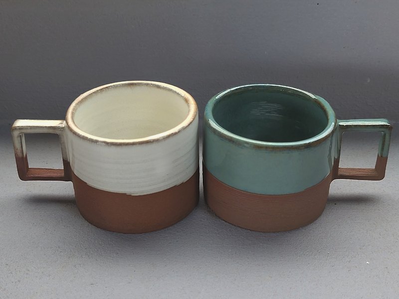 Ceramic 3D Printing | Coffee Mug - 70ml Compact Mug (Fuchsia Clay & Beige) - Mugs - Pottery 