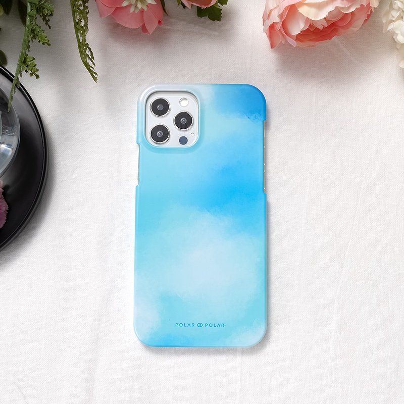 iPhone / Samsung 春之彩雲 天藍 半包硬殼 手機殼【客製】 - 手機殼/手機套 - 塑膠 藍色