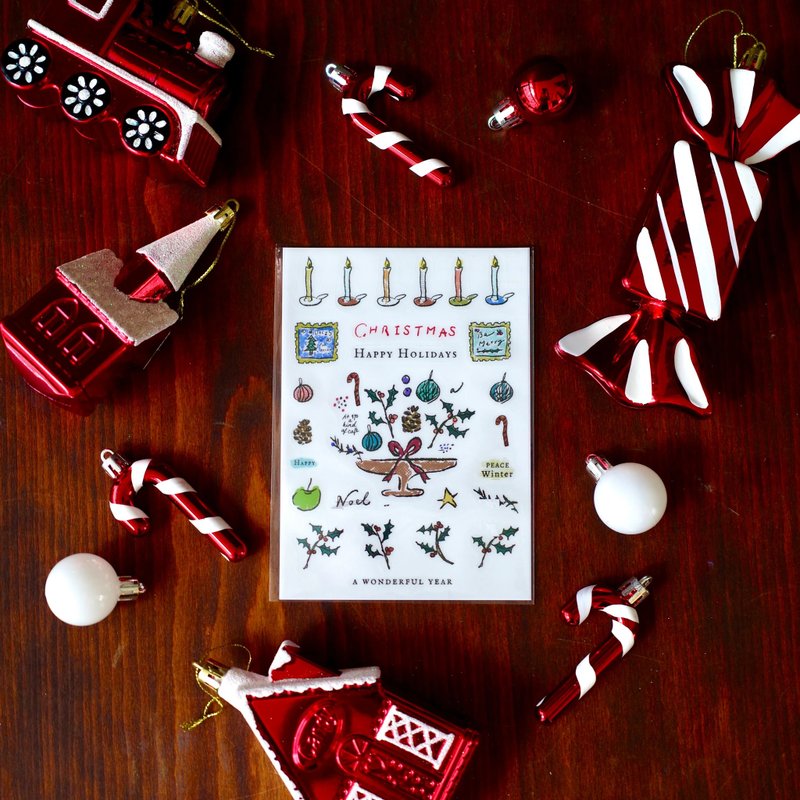 【什物】聖誕節限量 | Merry Christmas 霧面透明貼紙 - 貼紙 - 紙 多色