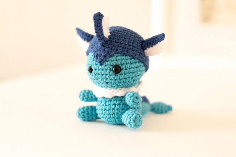 Vaporeon doll 9 cm, stuffed toy, water pokemon, 玩偶娃娃, 人形, 手工玩具, 给孩子的礼物, 玩具, 寶可夢 - 寶寶/兒童玩具/玩偶 - 棉．麻 藍色