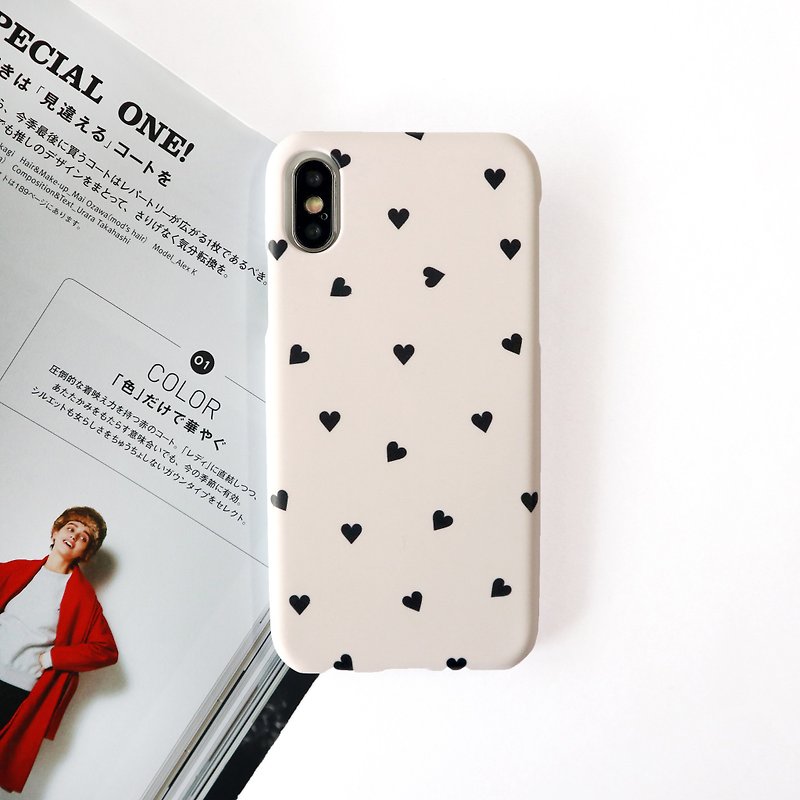 Oatmeal black love phone case - Phone Cases - Plastic Khaki