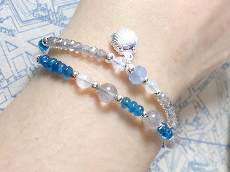 MH sterling silver natural stone custom series _Hello, summer_ apatite - Bracelets - Semi-Precious Stones Blue