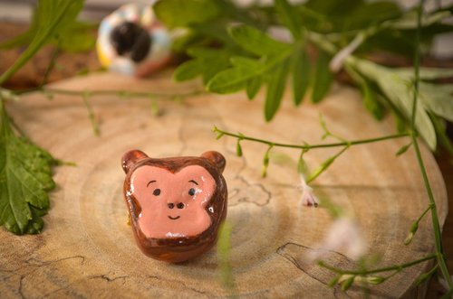 Yu Yu Chen | 手作りアート動物親友粘土ピン - ショップ Yu Yu